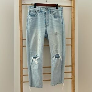 GAP Denim 1969 Boyfriend Jeans Crop 100% Cotton Straight High Waist Button Fly